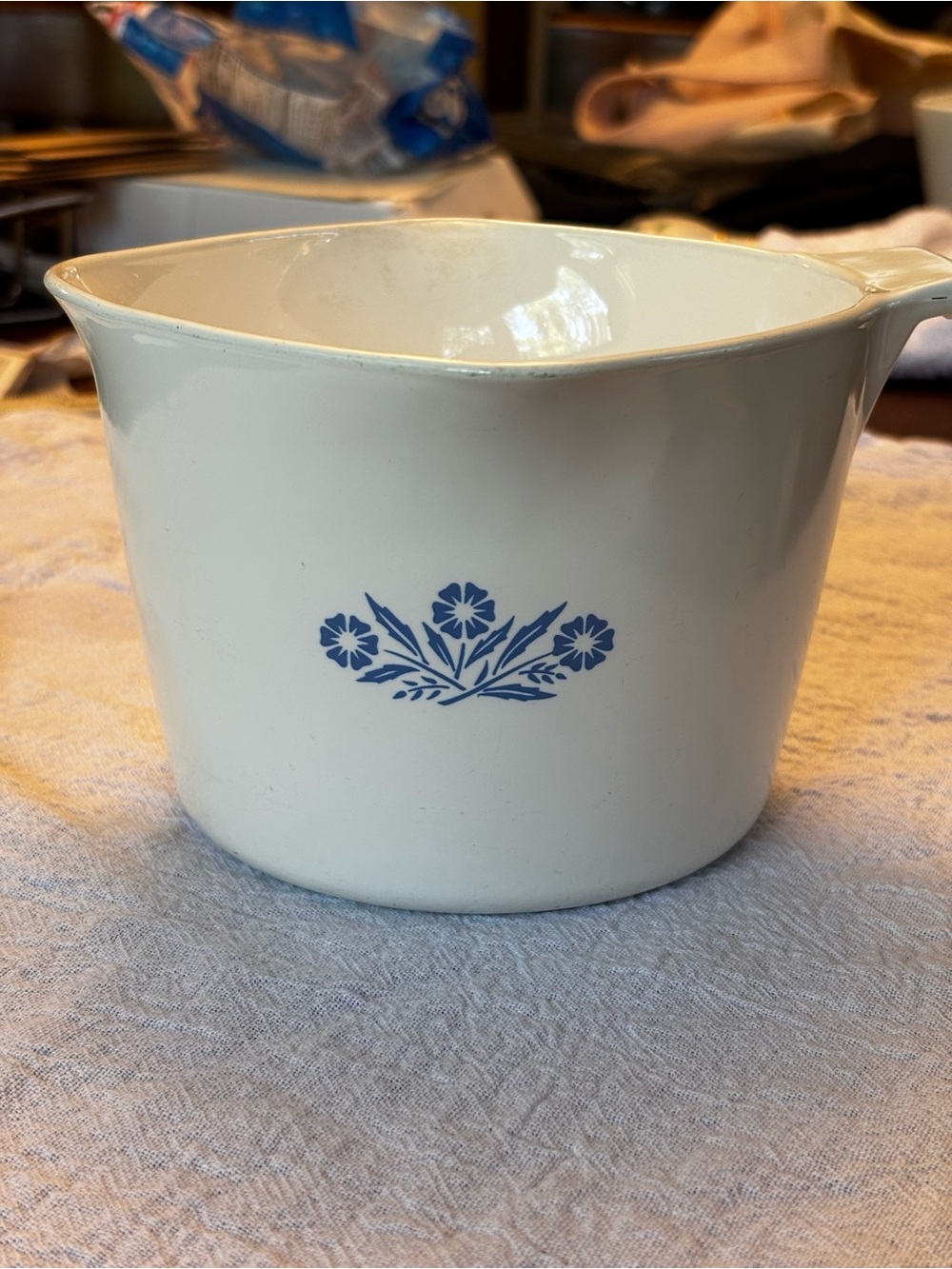 Corningware Cream and Blue Floral Cookware Saucemaker
